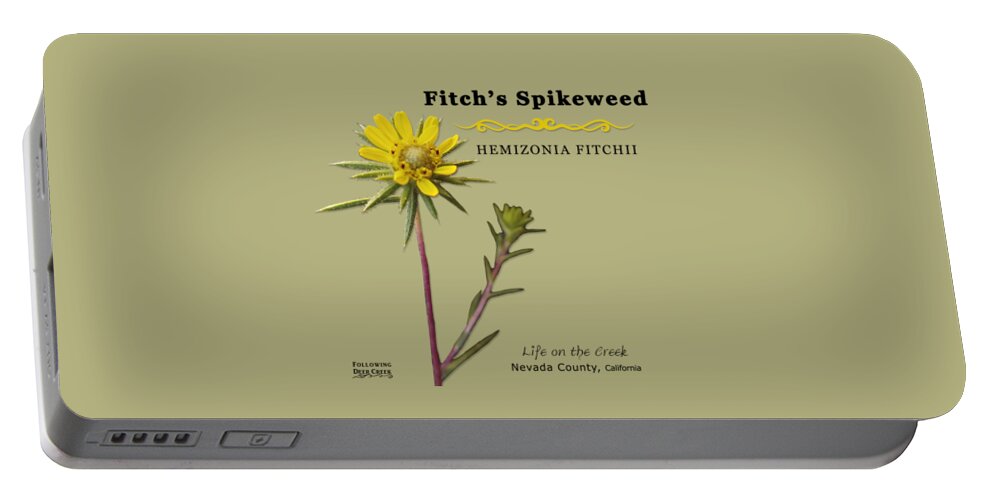 Fitch's Spikeweed Portable Battery Charger featuring the digital art Fitch's Spikeweed Hemizonia Fitchi by Lisa Redfern