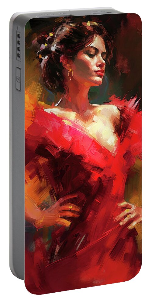 Flamenco Portable Battery Charger featuring the painting Flamenco Dancer, 17 by AM FineArtPrints