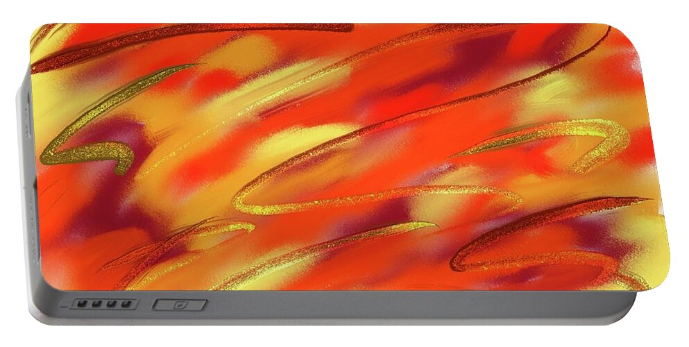 Vibrant Portable Battery Charger featuring the digital art Flames by Lisa White