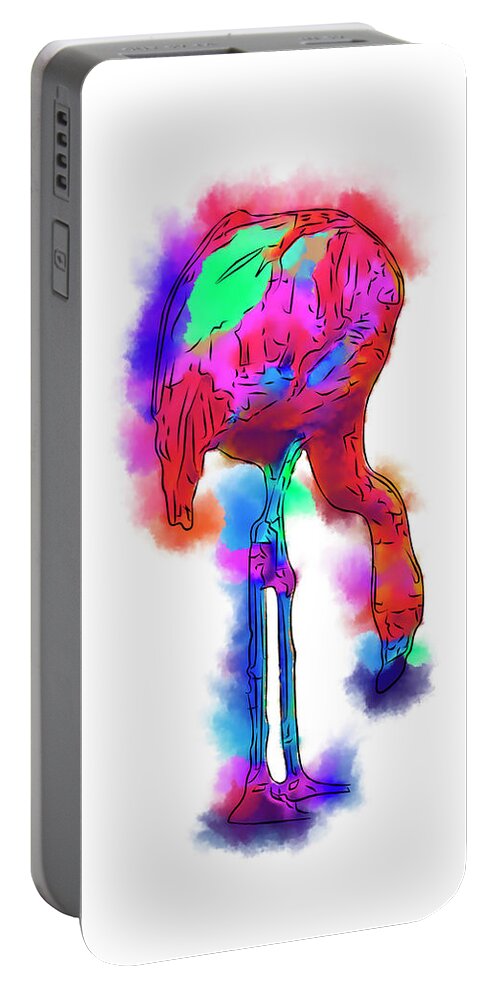 Flamingo Portable Battery Charger featuring the digital art Flamingo Eating In Abstract by Kirt Tisdale