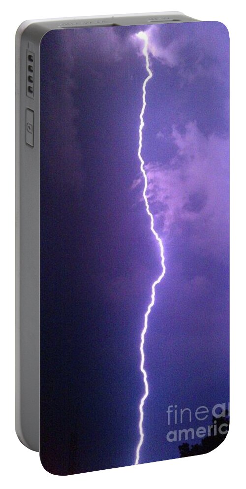 Purple Lightning Bolt Lightning Photography Lightning Strike Photo Purple Lightning Storm Portable Battery Charger featuring the photograph Flash of Purple by Expressions By Stephanie