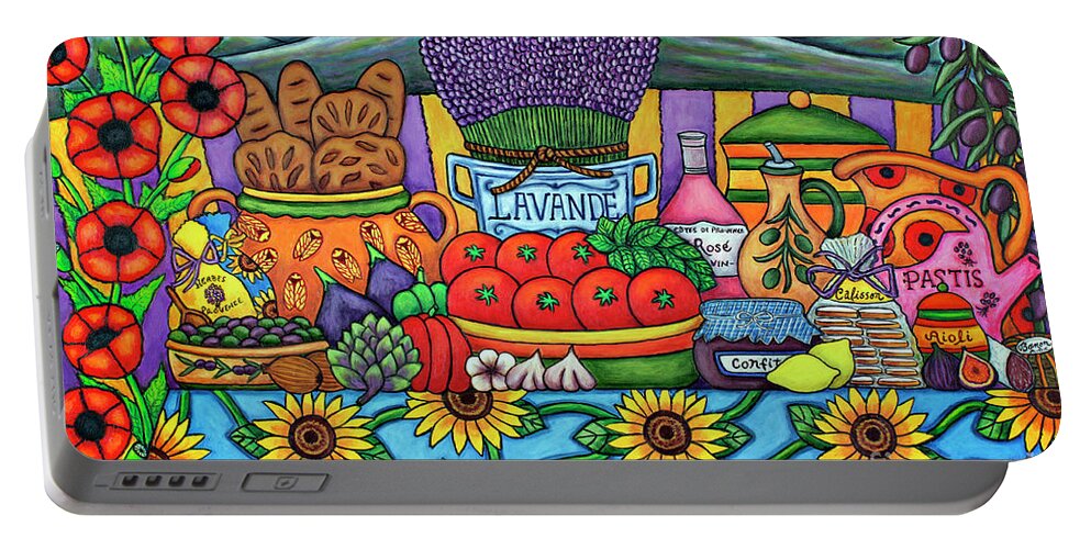 Provence Portable Battery Charger featuring the painting Flavours of Provence by Lisa Lorenz