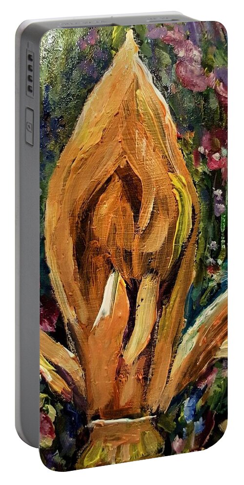 New Orleans Portable Battery Charger featuring the painting Fleur de lis by Julie TuckerDemps