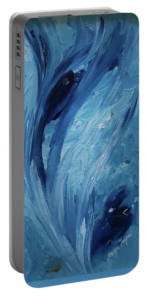Flower Portable Battery Charger featuring the painting Fleur du Paradis by Medge Jaspan