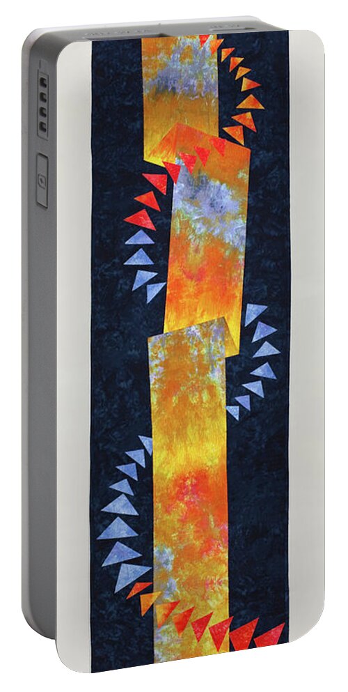 Flight Portable Battery Charger featuring the mixed media Flight at Sunset by Vivian Aumond