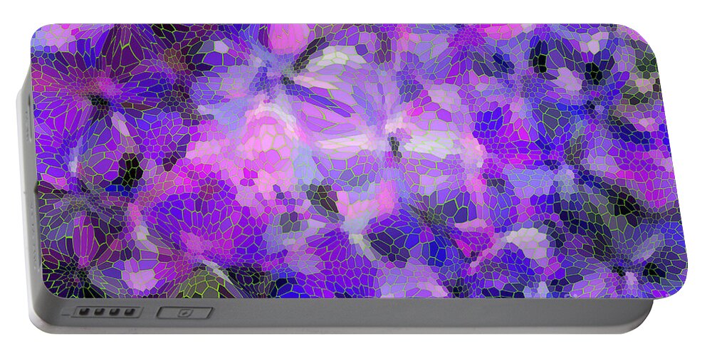 Abstract Portable Battery Charger featuring the digital art Floral Abstract by Mariarosa Rockefeller
