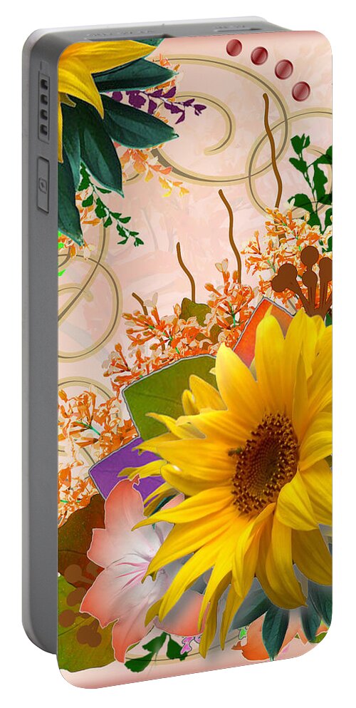 Autumn Portable Battery Charger featuring the digital art Floral Autumn Seasonal Card of November Colors by Delynn Addams