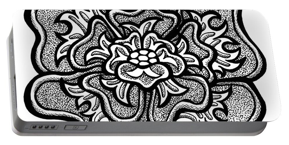 Flower Portable Battery Charger featuring the drawing Floral Icon 87 by Amy E Fraser