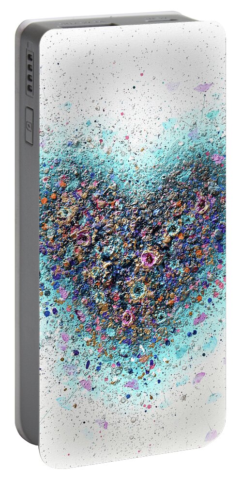 Heart Portable Battery Charger featuring the painting Floral Love by Amanda Dagg