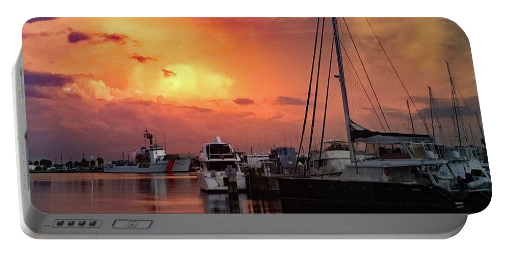 Afterglow Portable Battery Charger featuring the photograph Twilight at Harbourage, St. Petersburg, Florida by Bonnie Colgan