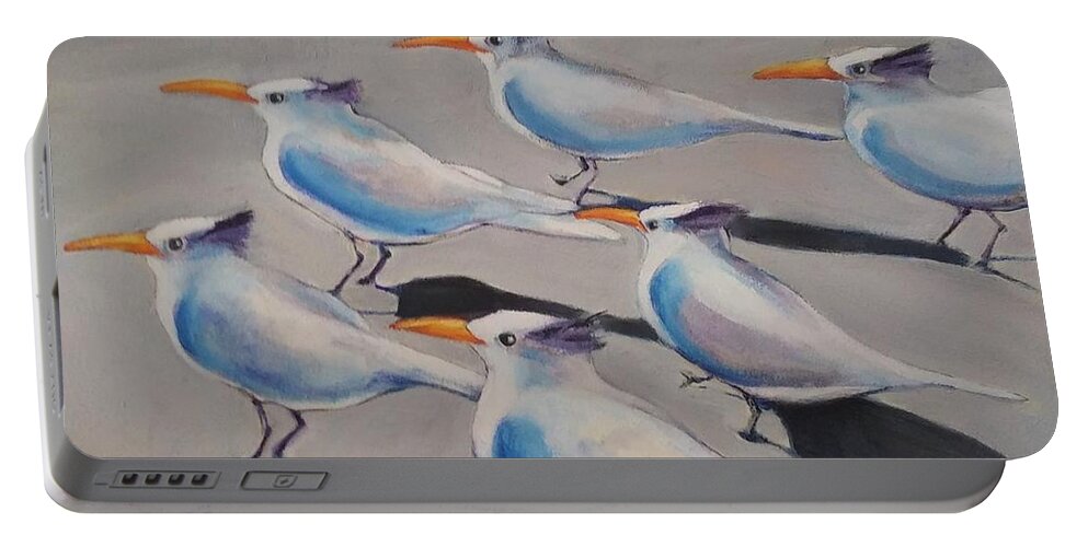  Seagulls Portable Battery Charger featuring the painting Florida Six Pack by Jean Cormier