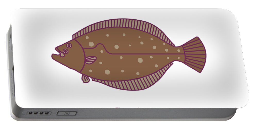 Flounder Portable Battery Charger featuring the digital art Flounder by Kevin Putman
