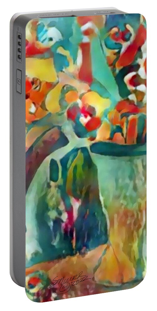 Floral Art; Flower Art; Wall Art; Floral Portable Battery Charger featuring the digital art Floral Arrangement 003 by Stacey Mayer
