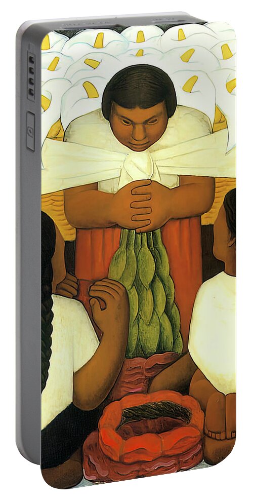 Flower Day Portable Battery Charger featuring the painting Flower Day by Diego Rivera