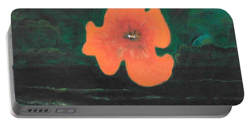 Supermoon Portable Battery Charger featuring the painting Flower Moon by Esoteric Gardens KN