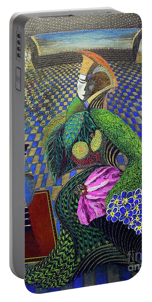  Portable Battery Charger featuring the painting Flower My Love Flower by James Lanigan Thompson MFA