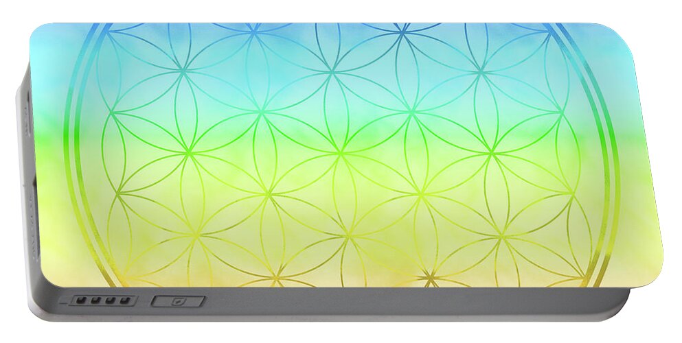 Flower Of Life Portable Battery Charger featuring the digital art Flower of Life 1 by Angie Tirado