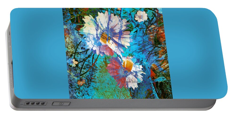 Expressive Portable Battery Charger featuring the mixed media Flower Patterns - For My Mom by Lenore Senior