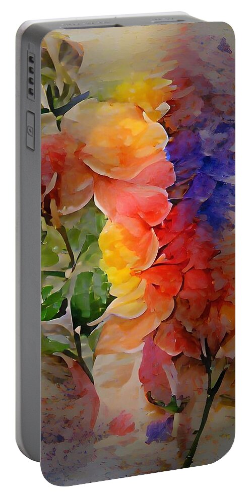  Portable Battery Charger featuring the digital art Flower Power by Rod Turner