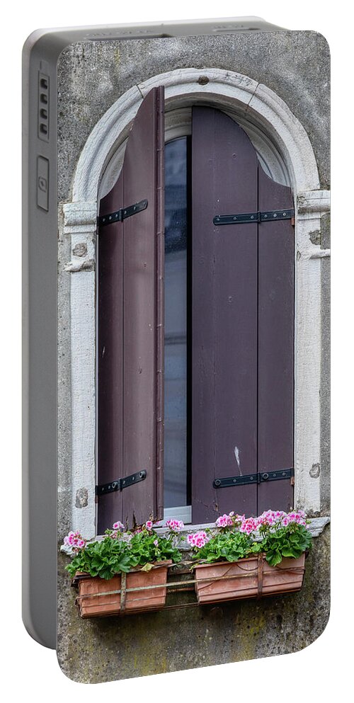Venice Portable Battery Charger featuring the photograph Flower Window of Venice by David Letts