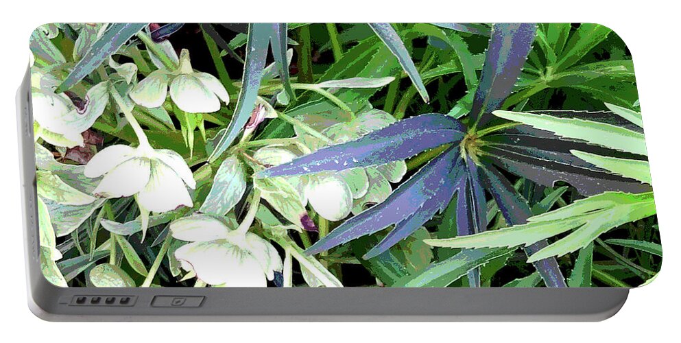 Flowers Portable Battery Charger featuring the digital art Flowers and Foliage by Nancy Olivia Hoffmann
