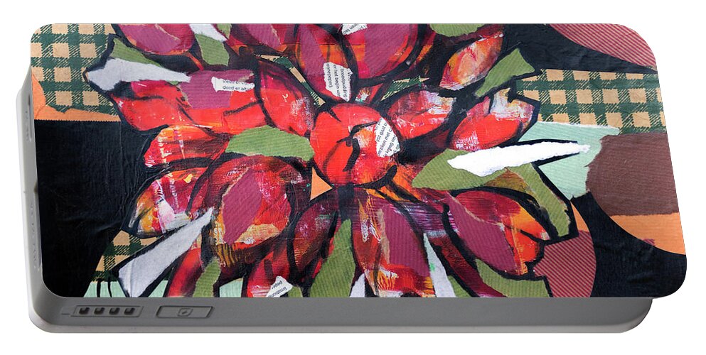 Tulips Portable Battery Charger featuring the painting Flowers, Art Collage by Ariadna De Raadt
