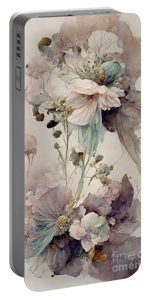 Flowers Portable Battery Charger featuring the digital art Flowers in light pastel by Sabantha
