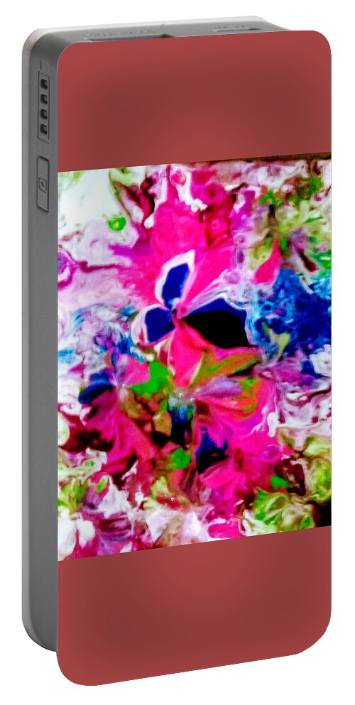 Flowers Portable Battery Charger featuring the painting Flowers In The Breeze by Anna Adams