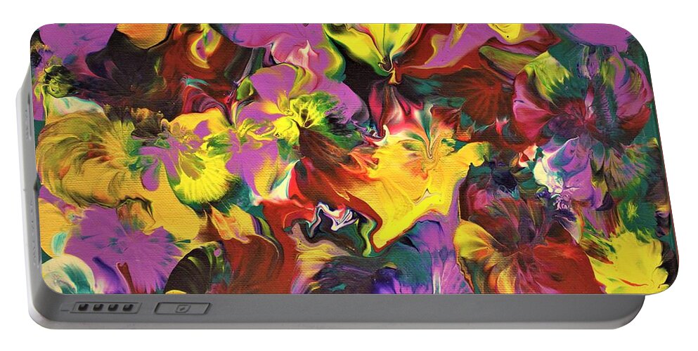 Wall Art Abstract Painting Abstract Flowers Acrylic Painting Wall Décor Original Art Picture Painting Art For The Living Room Office Decor Gift Idea For Him Gift Idea For Her Portable Battery Charger featuring the painting Flowers of Fantasy by Tanya Harr