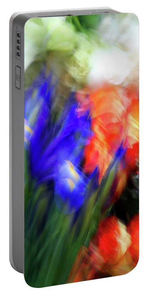 Blur Portable Battery Charger featuring the photograph Flowerstand blur 9737 original by Carolyn Stagger Cokley