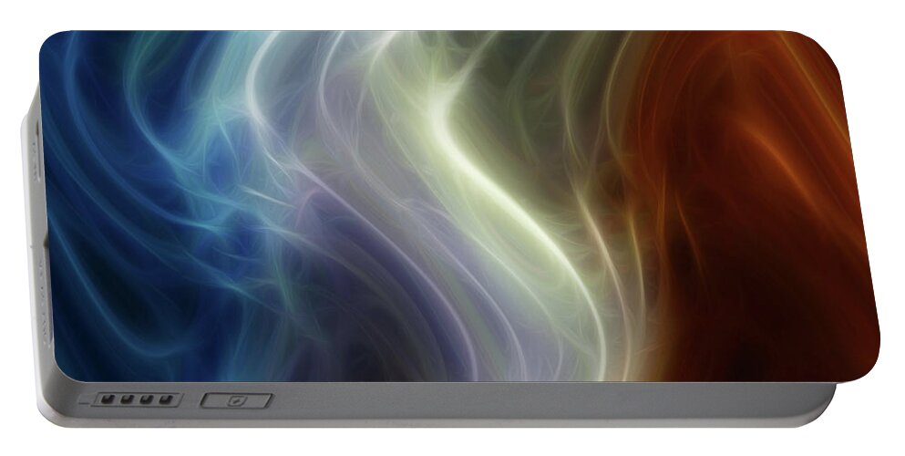 Brown Portable Battery Charger featuring the digital art Flowing Metal by Melinda Firestone-White
