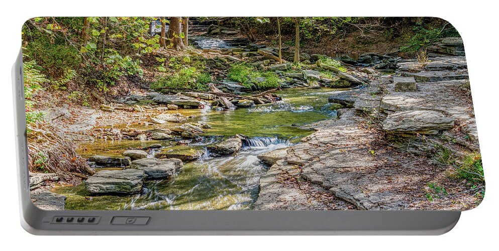 Tanyard Creek Nature Trail Portable Battery Charger featuring the photograph Flowing Tanyard Creek by Jennifer White