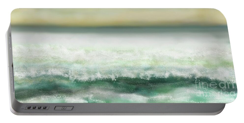 Ocean Portable Battery Charger featuring the digital art Fly with me. Accross the Sea 2021 by Julie Grimshaw