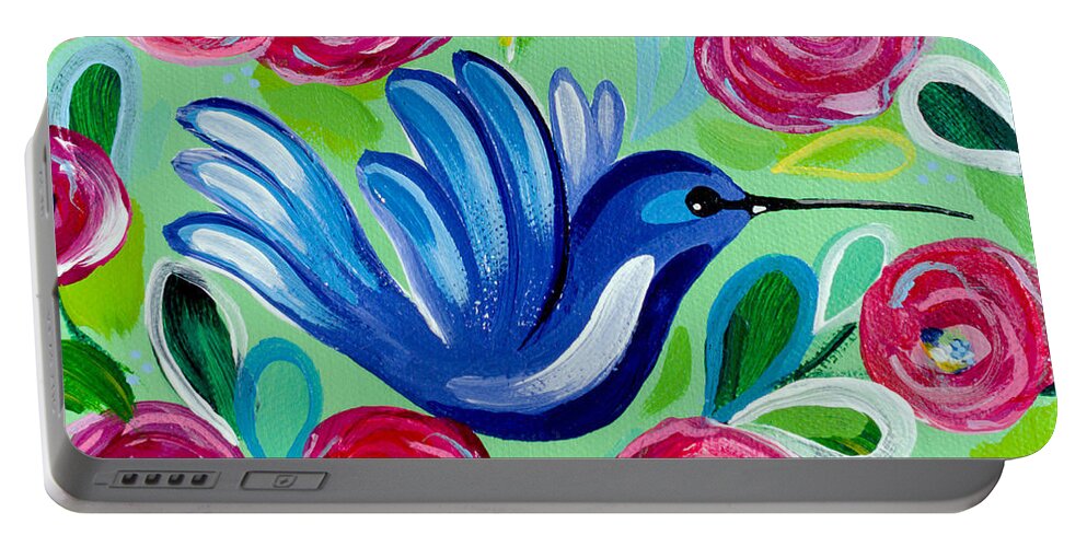 Hummingbird Portable Battery Charger featuring the painting Flying High by Beth Ann Scott