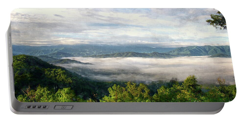 Fog Portable Battery Charger featuring the photograph Fog in the Valley 2 by Phil Perkins