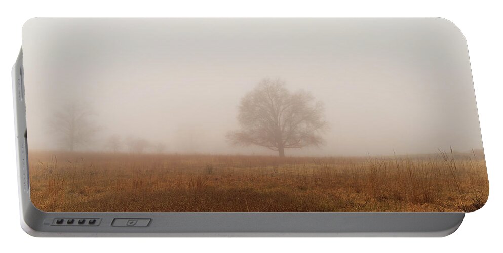 America Portable Battery Charger featuring the photograph Fog on the Battlegrounds of Gettysburg PA by Amelia Pearn