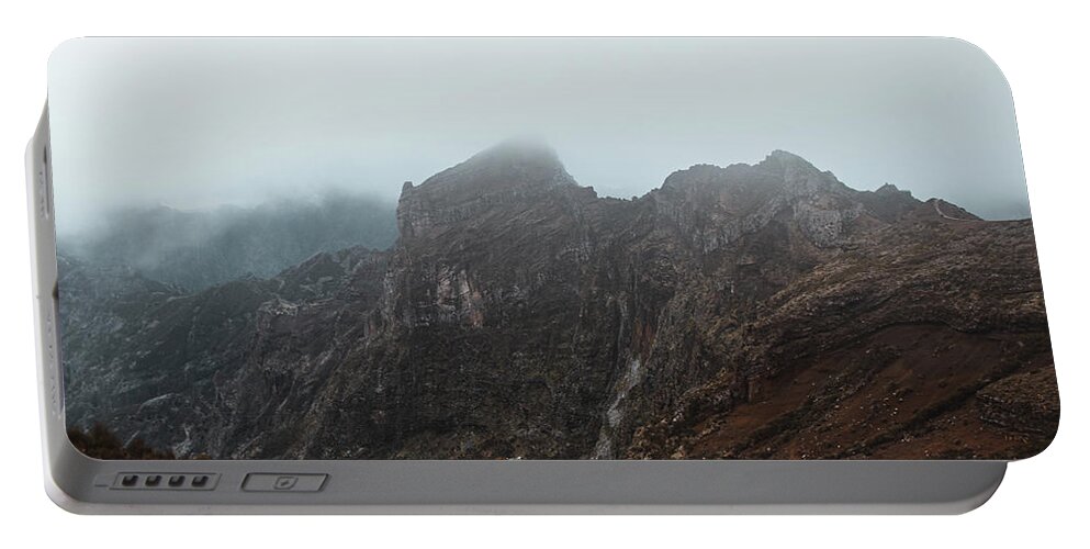 Pico Areiro Portable Battery Charger featuring the photograph Foggy Madeira landscape by Vaclav Sonnek