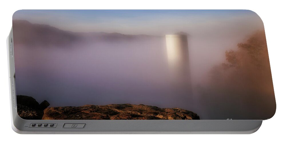 South Holston Portable Battery Charger featuring the photograph Foggy morning on South Holston by Shelia Hunt