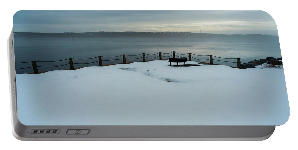 Atmosphere Portable Battery Charger featuring the photograph Foggy Morning Taunton River IX Color by David Gordon