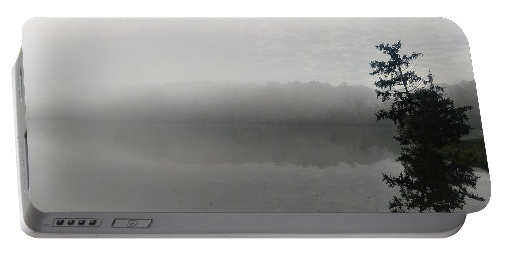  Portable Battery Charger featuring the photograph Foggy Morning Tree by Brad Nellis