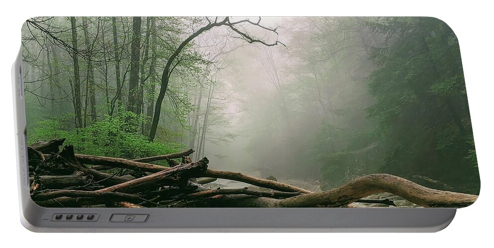 River Portable Battery Charger featuring the photograph Foggy River by Brad Nellis