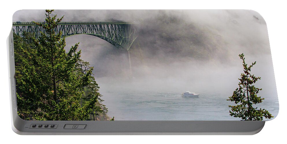 Fog Portable Battery Charger featuring the photograph Foggy Sunset Cruise by Tony Locke