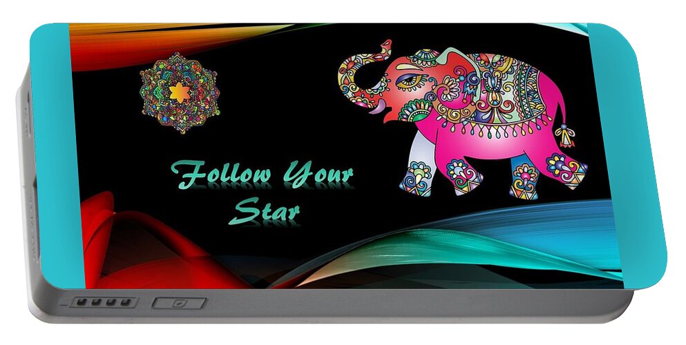 Star Portable Battery Charger featuring the mixed media Follow Your Star by Nancy Ayanna Wyatt