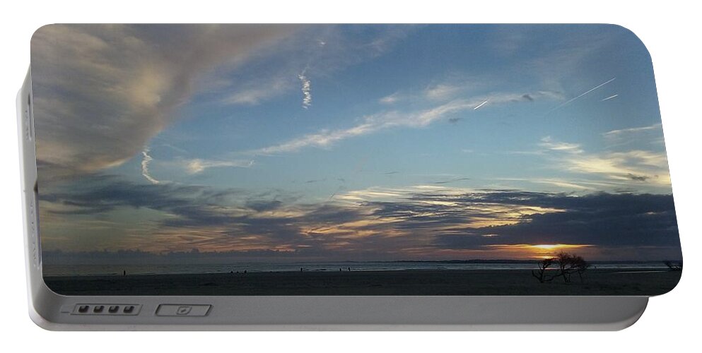Sunsets Portable Battery Charger featuring the photograph Folly Beach at Sunset by Victor Thomason