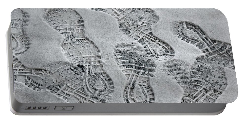 Footprints Portable Battery Charger featuring the photograph Footprints in the Snow by Roberta Byram