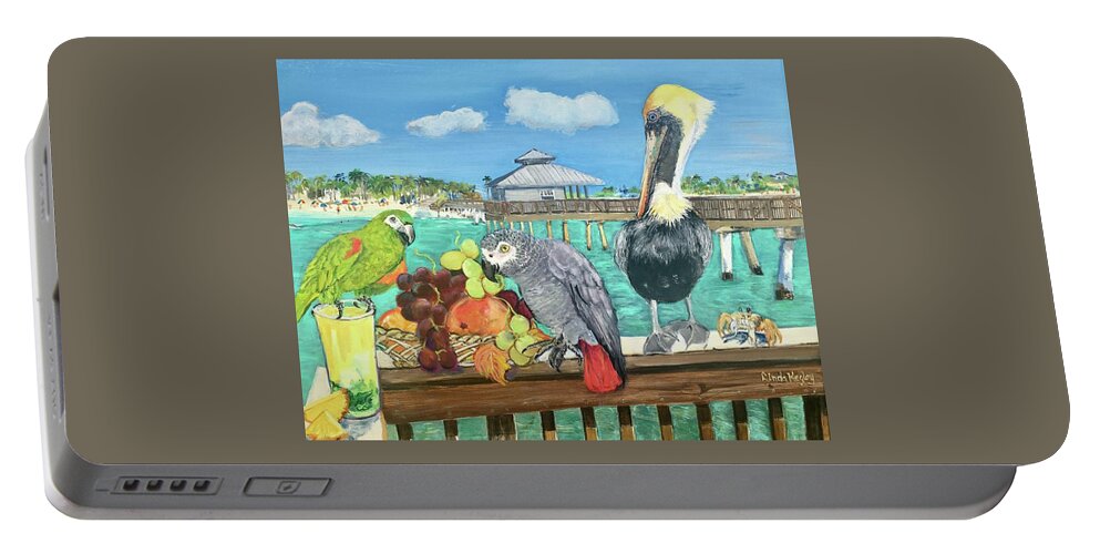Parrot Portable Battery Charger featuring the painting For the Birds by Linda Kegley