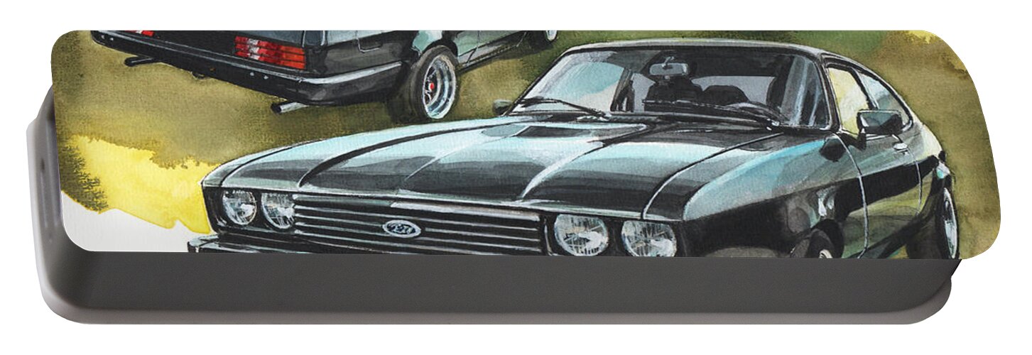 Ford Portable Battery Charger featuring the painting Ford Capri by Yoshiharu Miyakawa