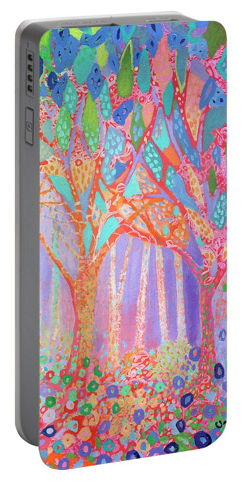 Tree Portable Battery Charger featuring the painting Forest Jewels Part 2 by Jennifer Lommers