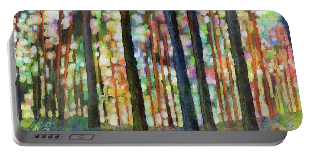 Dreaming Portable Battery Charger featuring the painting Forest Light by Hailey E Herrera