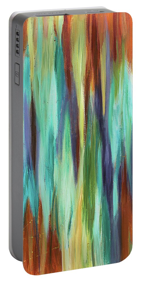 Abstract Portable Battery Charger featuring the painting Forest Sounds by Maria Meester